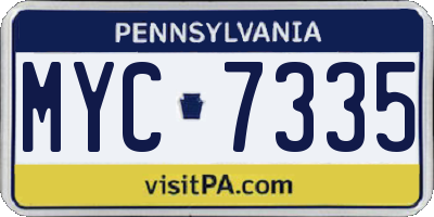 PA license plate MYC7335
