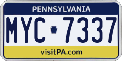 PA license plate MYC7337