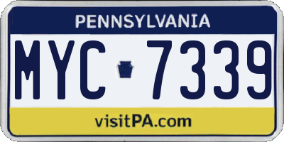 PA license plate MYC7339