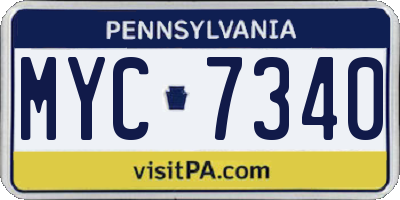 PA license plate MYC7340