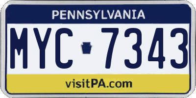 PA license plate MYC7343