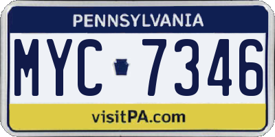 PA license plate MYC7346