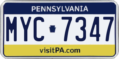 PA license plate MYC7347