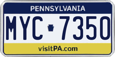 PA license plate MYC7350