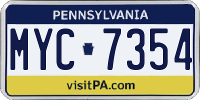 PA license plate MYC7354