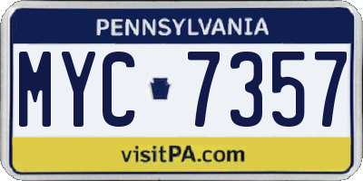 PA license plate MYC7357