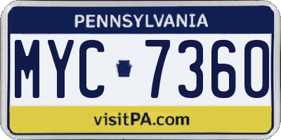 PA license plate MYC7360