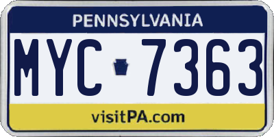 PA license plate MYC7363