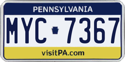 PA license plate MYC7367