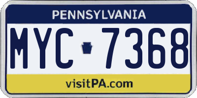 PA license plate MYC7368