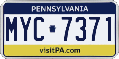 PA license plate MYC7371