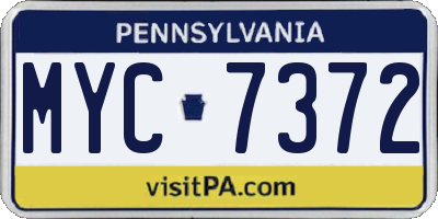 PA license plate MYC7372
