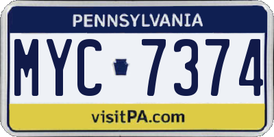 PA license plate MYC7374