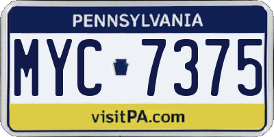 PA license plate MYC7375