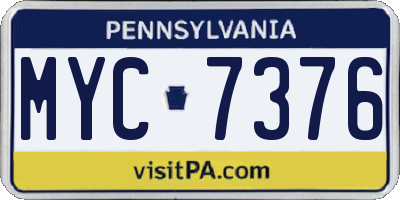 PA license plate MYC7376