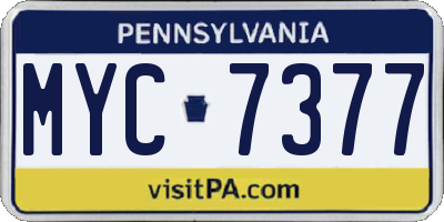 PA license plate MYC7377