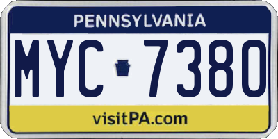 PA license plate MYC7380