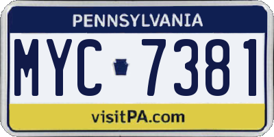 PA license plate MYC7381