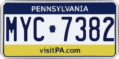 PA license plate MYC7382