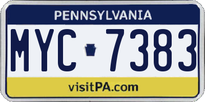 PA license plate MYC7383
