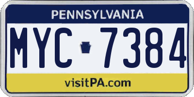 PA license plate MYC7384