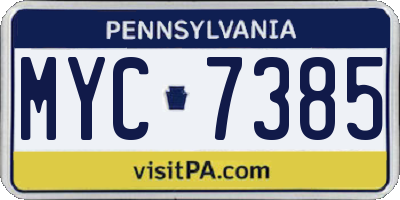 PA license plate MYC7385