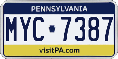 PA license plate MYC7387