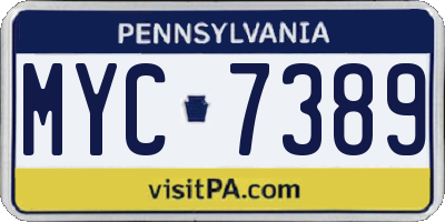 PA license plate MYC7389