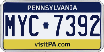 PA license plate MYC7392