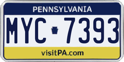 PA license plate MYC7393