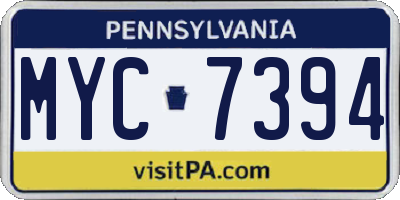 PA license plate MYC7394