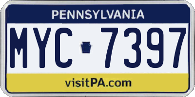 PA license plate MYC7397