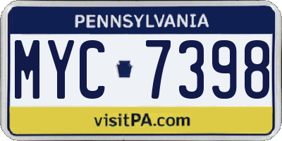 PA license plate MYC7398