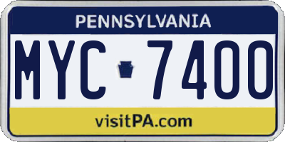 PA license plate MYC7400