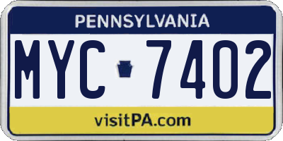 PA license plate MYC7402