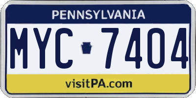 PA license plate MYC7404