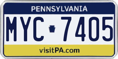 PA license plate MYC7405
