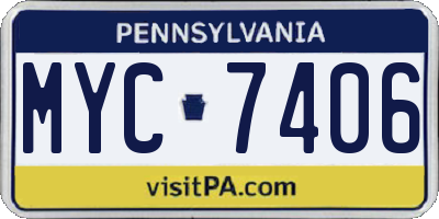 PA license plate MYC7406