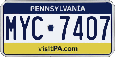PA license plate MYC7407