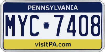 PA license plate MYC7408