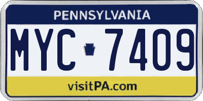 PA license plate MYC7409