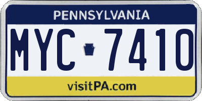 PA license plate MYC7410