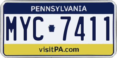 PA license plate MYC7411