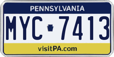 PA license plate MYC7413