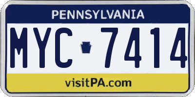 PA license plate MYC7414