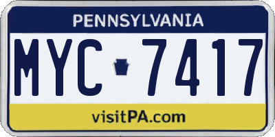 PA license plate MYC7417