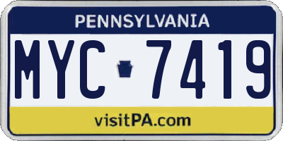PA license plate MYC7419