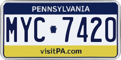 PA license plate MYC7420