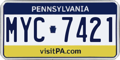 PA license plate MYC7421