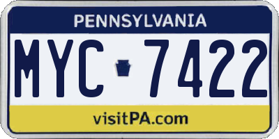 PA license plate MYC7422